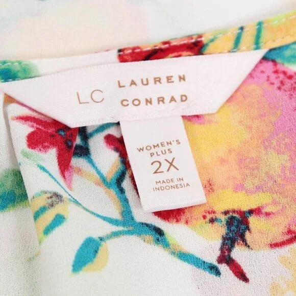 LC Lauren Conrad Blouse Top - 2X - Fruit Lemon Apple Cherry - Picture 5 of 6
